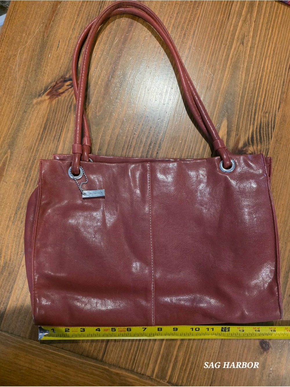 Sag Harbor Burgundy Leather Shoulder Tote